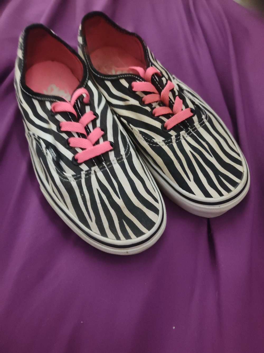 Vans Zebra Print Canvas Sneakers with Pink Accents